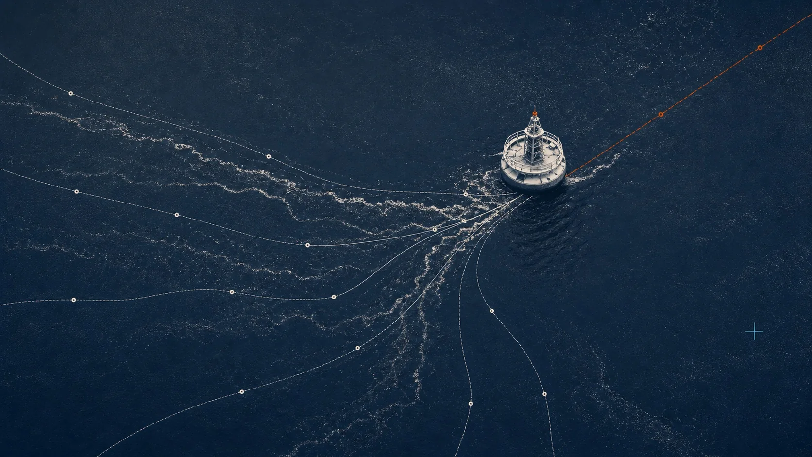 Baltic navigation routes converging on a single buoy