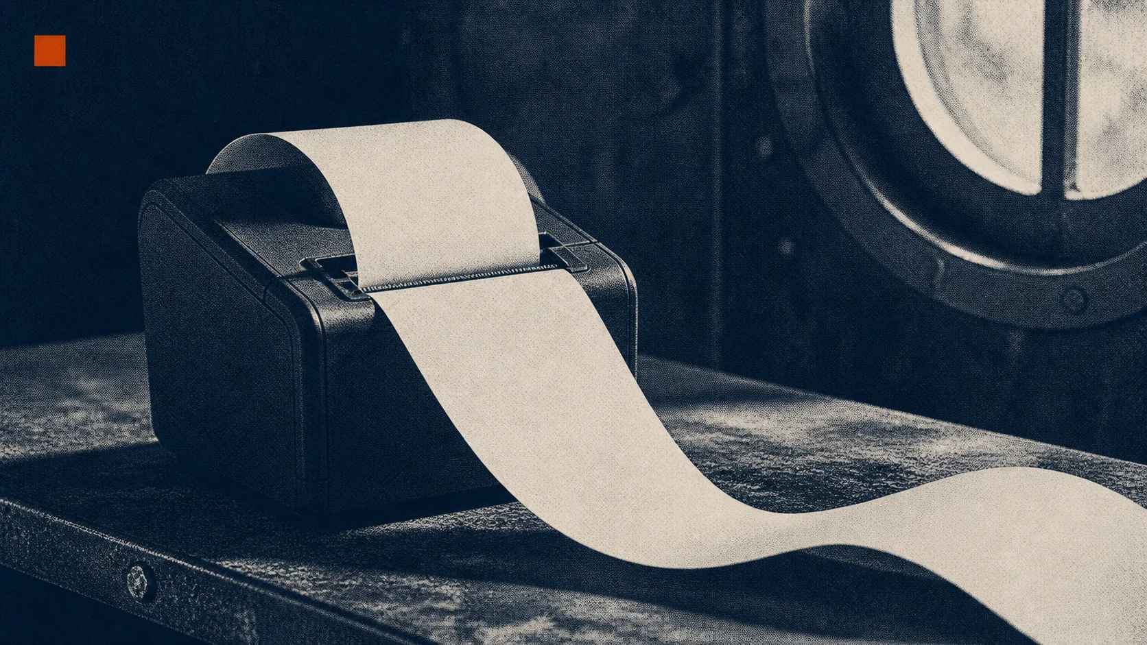 Halftone thermal printer producing a long blank paper ribbon